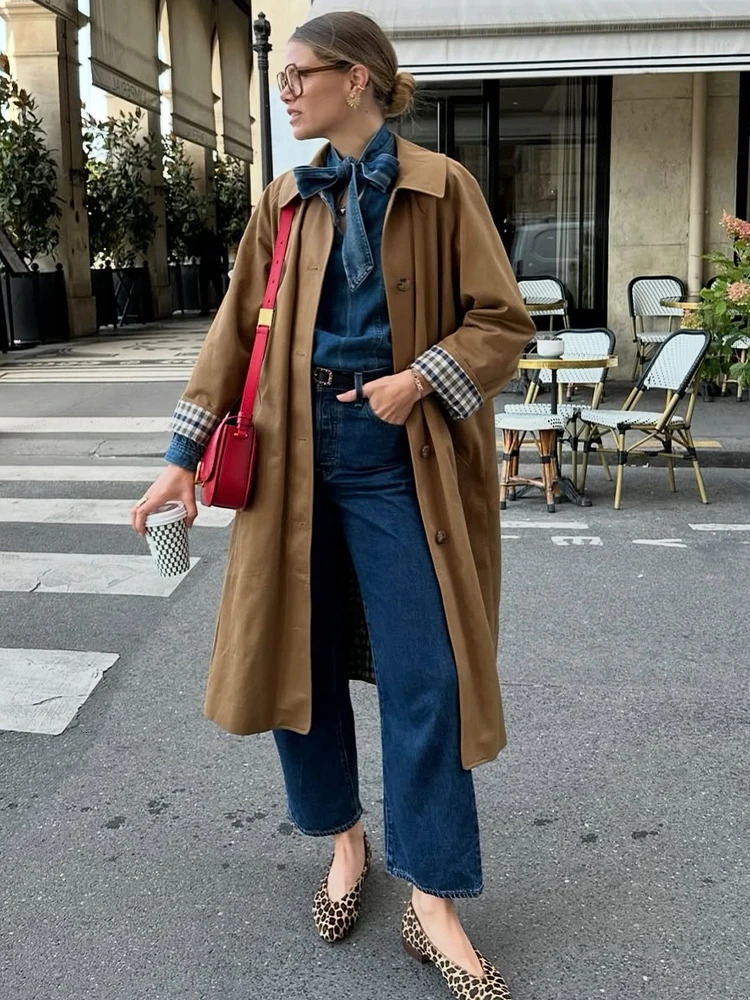 UK Fashion Shop Plaid Lining DoubleSided Trench Coats Woman Clearance Womens Autumn Coat Jacket Korean Outerwear 251217