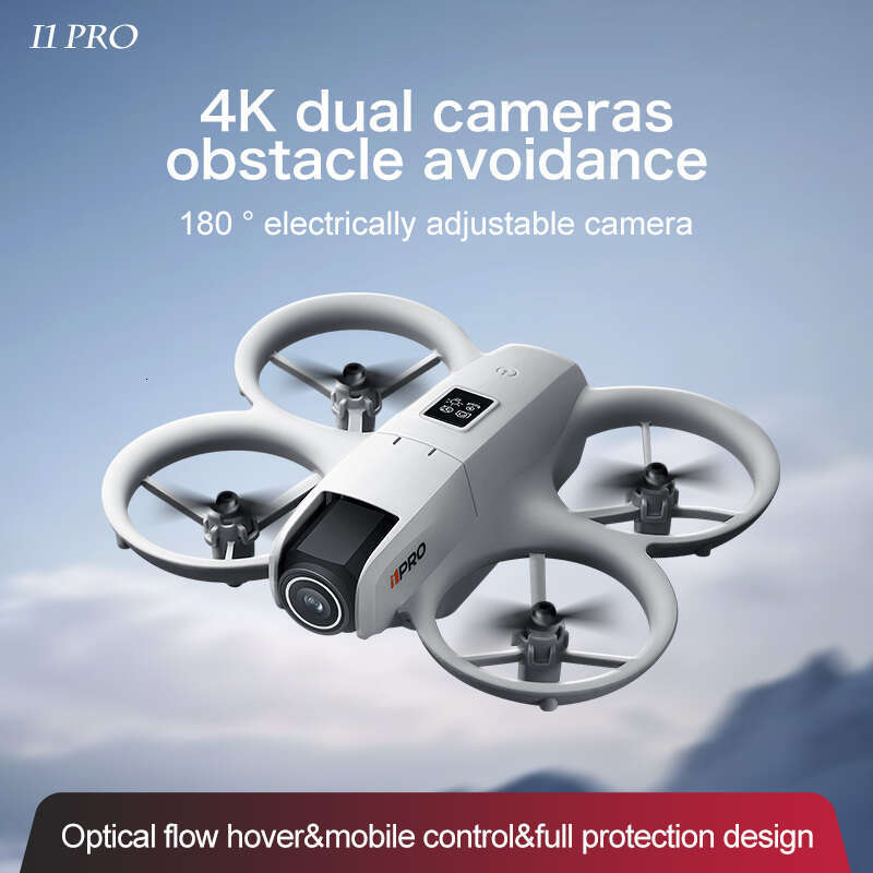 The I1 PRO 4K Drone Features Dual Cameras, 180° Camera Rotation, Two Batteries, Obstacle Detection, Optical Flow Positioning, 360° Rolling Capability,