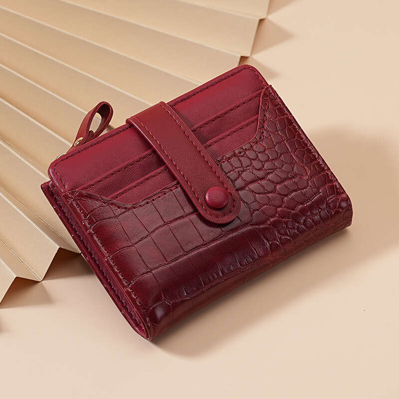 crossborder macaron short korean style crocodile pattern multicard slot daily versatile fresh womens wallet