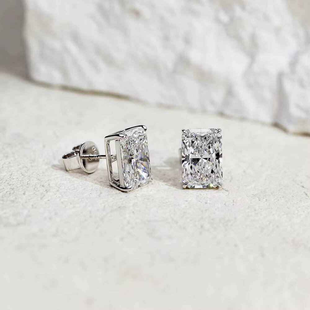 Messi Jewelry 10K 14k 18k With 18ct Radiant Cut Lab Grown Diamond Earring Stud 14K Gold Diamond Earrings IGI