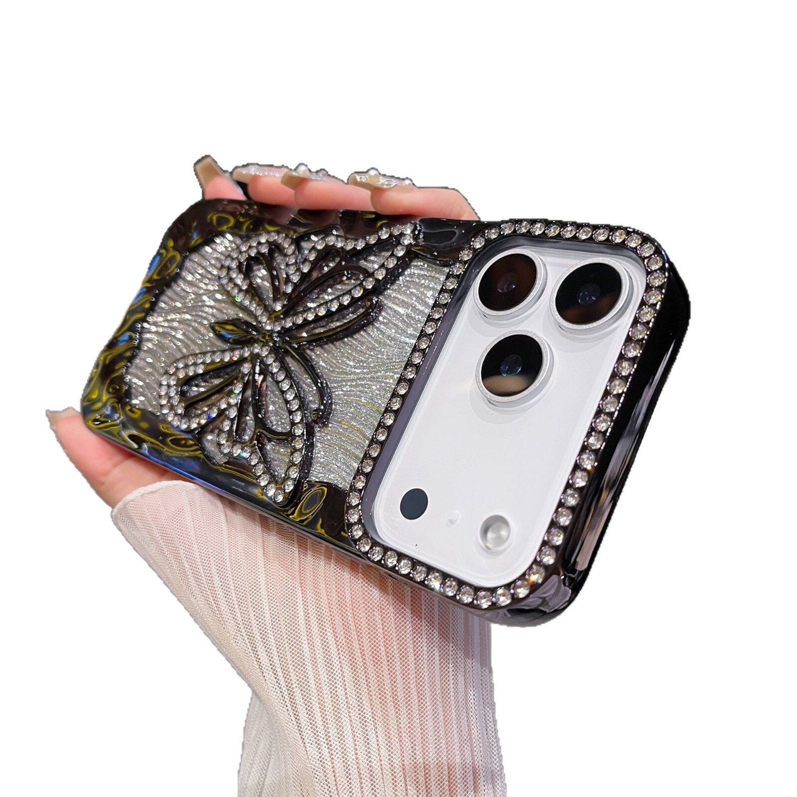 New Electroplated Hollow Butterfly Case iPhone 17 Pro Max, Apple 16, 15 Glitter Rhinestone 14 for Women