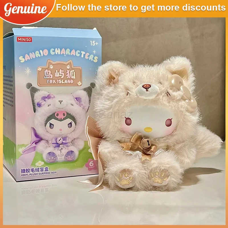 Sanrio New Island Fox Vinyl Plush Blind Box Toy My Melody Cinnamoroll/Kuromi Cute Anime Doll Holiday Birthday Friend Gift H251217