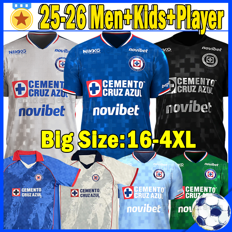 4XL 5XL 25 26 Cruz Azul Soccer Jerseys Liga MX Futbol Club 2025 2026 RODRIGUEZ SEPULVEDA ROTONDI ROMERO RIVERO Player Version Football Shirts Goalkeeper Men Kids Kits