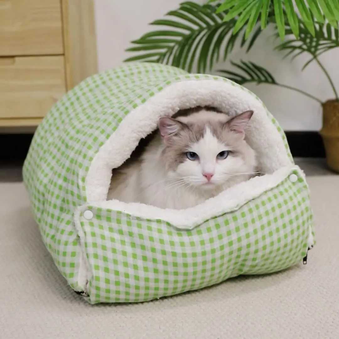 Cats nest Winter universal cat bed dog bed warm semi-enclosed safe cat house detachable and washable bed pad For cats dogs M251217