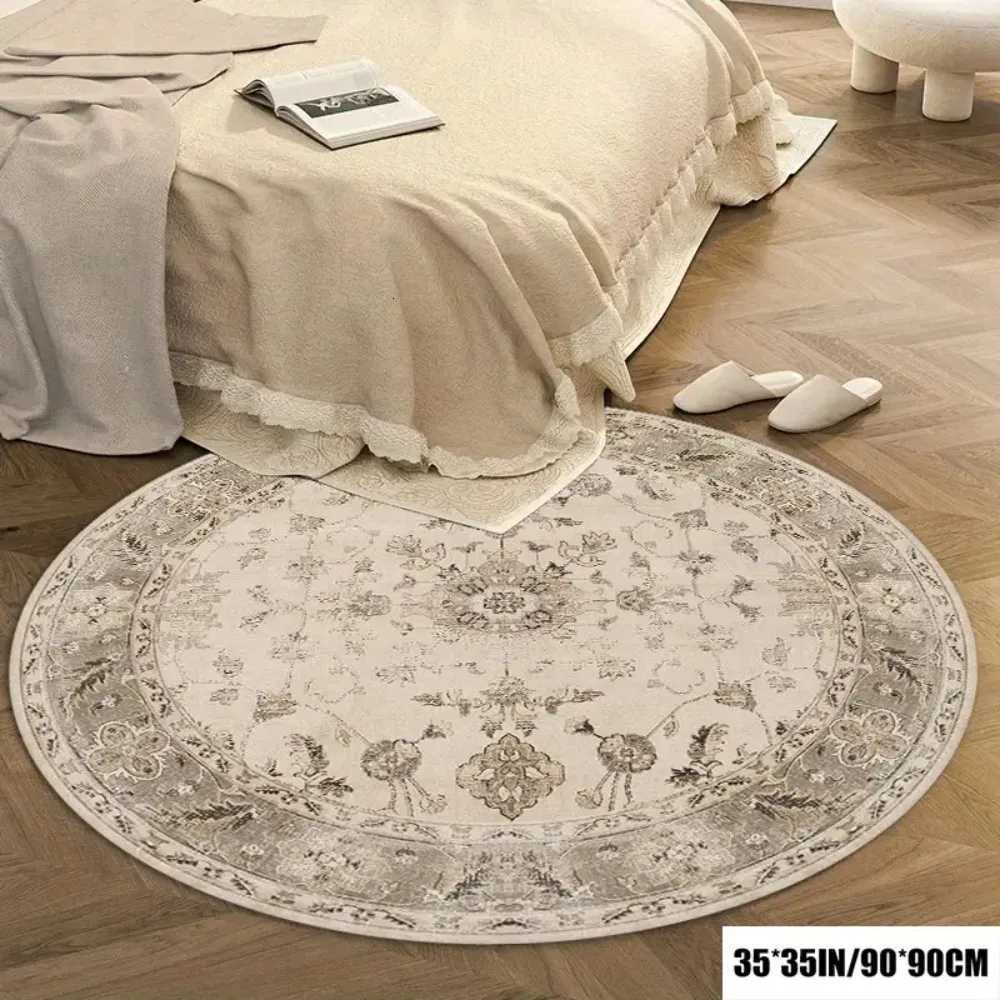 Washable Oriental-Style Round Rug Waterproof Stain-Resistant Carpet for Living Ro or Bedro Y251216