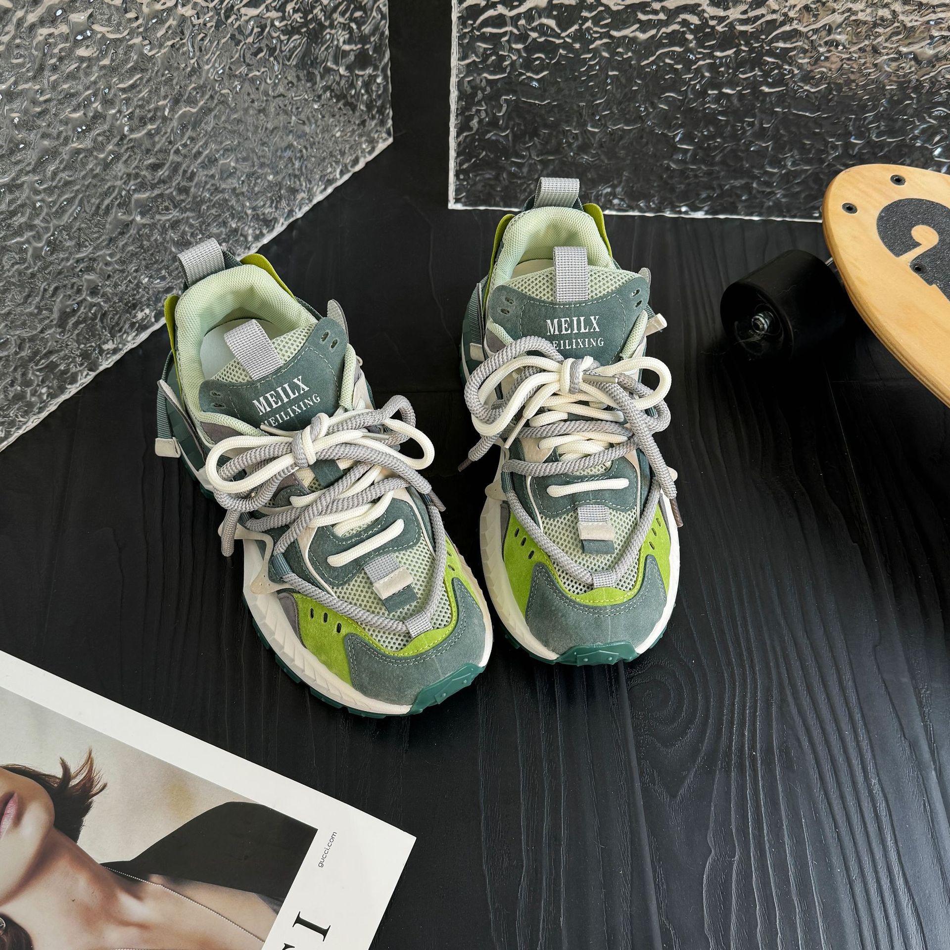 2025 mesh breathable platform dad shoes for women height increase sneakers student fashion Forrest Gump shoes