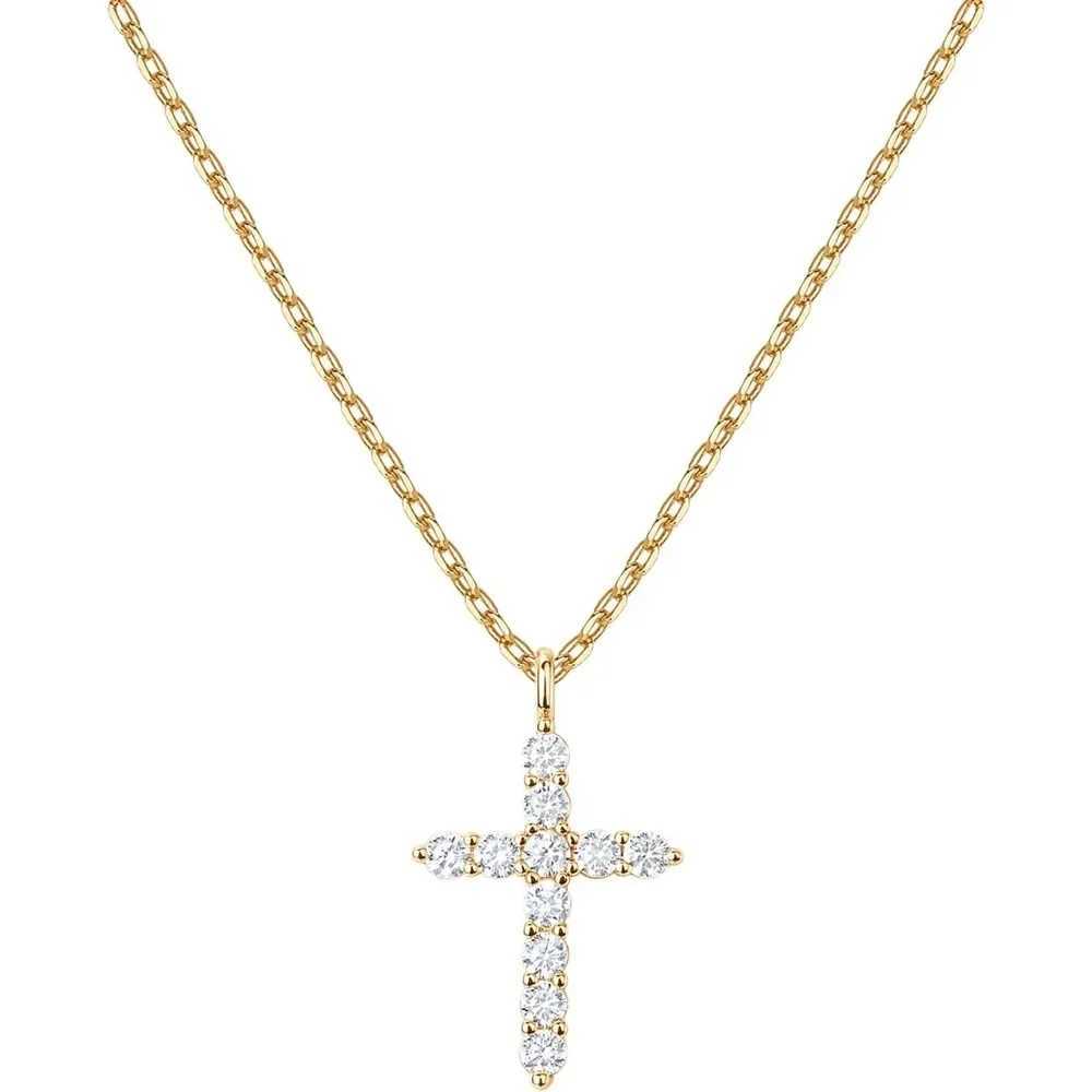 Silver Plated K Gold Plated Cubic Zirconia Cross Necklace for Women Cross Faith Pendant Necklaces For Gift G251217