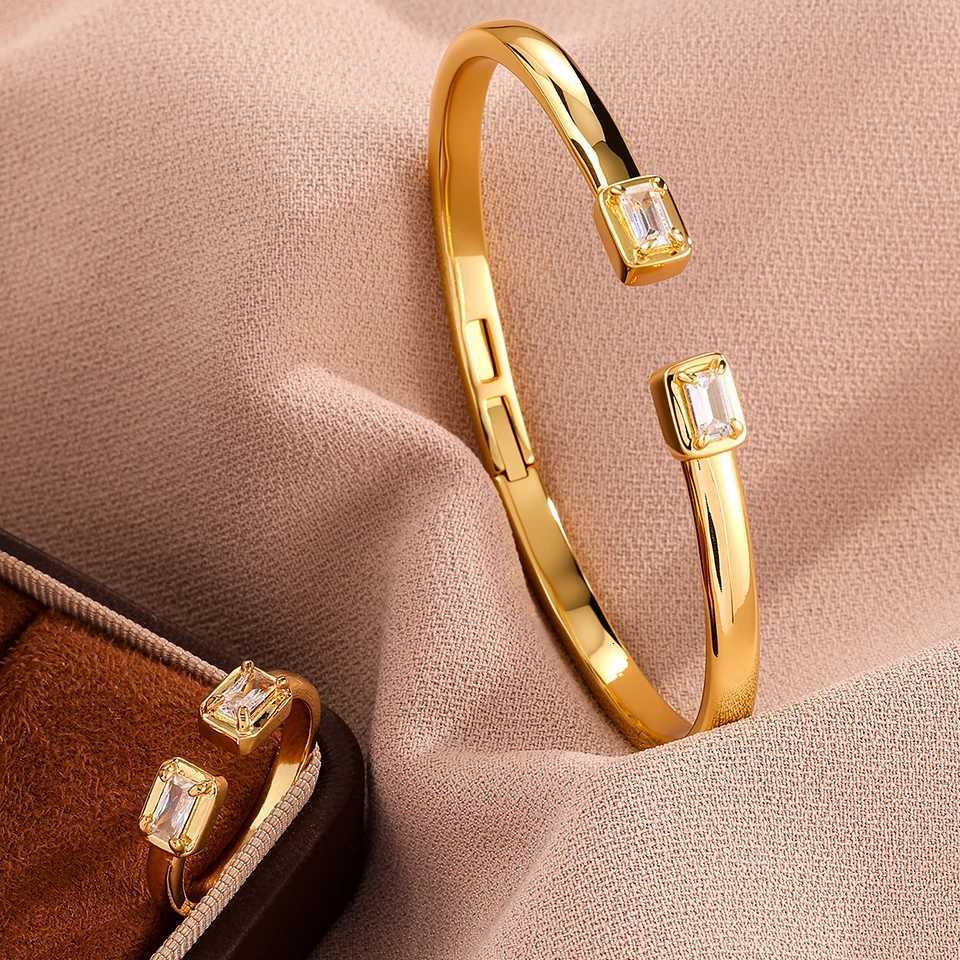 ZAKOL Classic 2pcs Jewelry Set Two Square-shaped Open Ring s Fashion Wedding Party Daily Jewelry for Women M251217