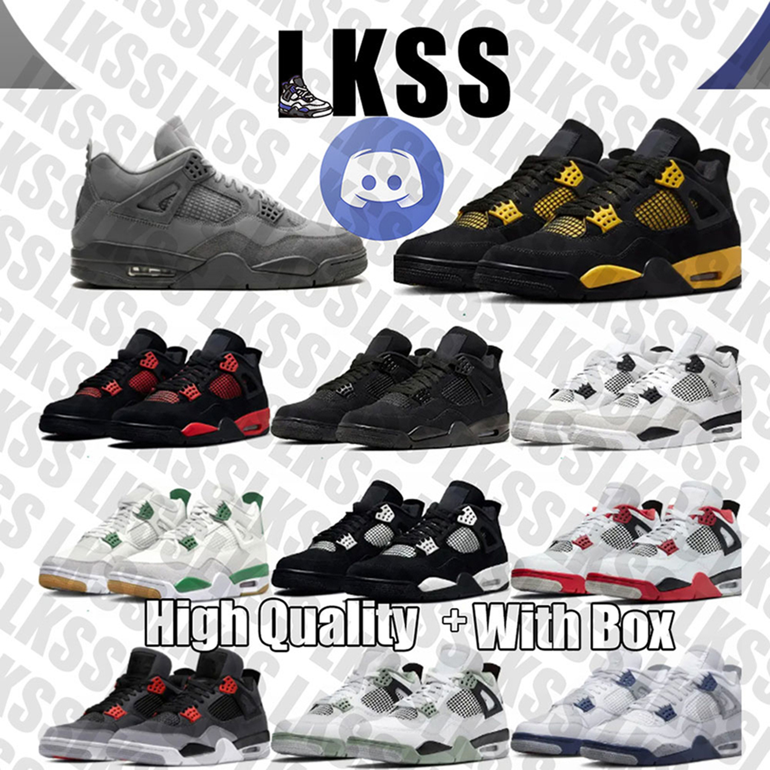 Jason LKSS Mens Womens Designer Basketball Shoes 4 4s Black Cat Sneakers Military Rare Laser Sail navy White Cement Oreo Cool Grey University Blue Sports Trainers