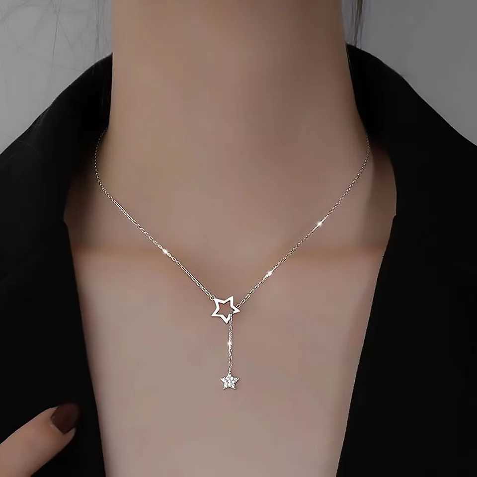 FNIO 2025 Simple Star Charm Necklace Delicate Clavicle Chain Zircon For Women Fashion Jewelry G251217