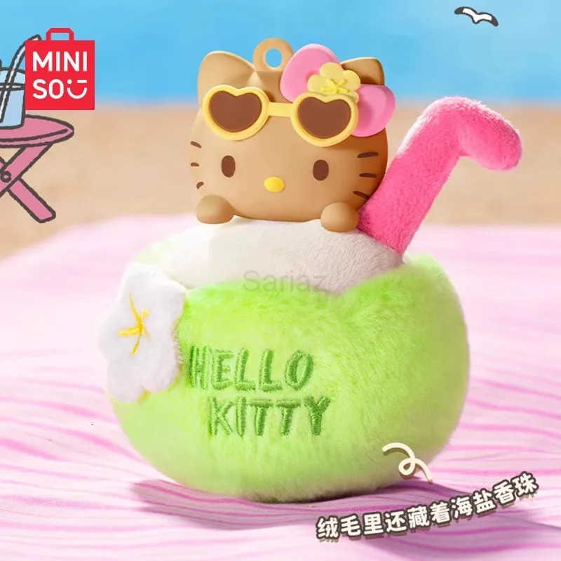 Sanrio New MINISO Blind Box HELLOKITTY Summer Black Skin Series Mystery Box Plush Aromatherapy Pendant Custom Kawaii Toy Ornament Gift H251217