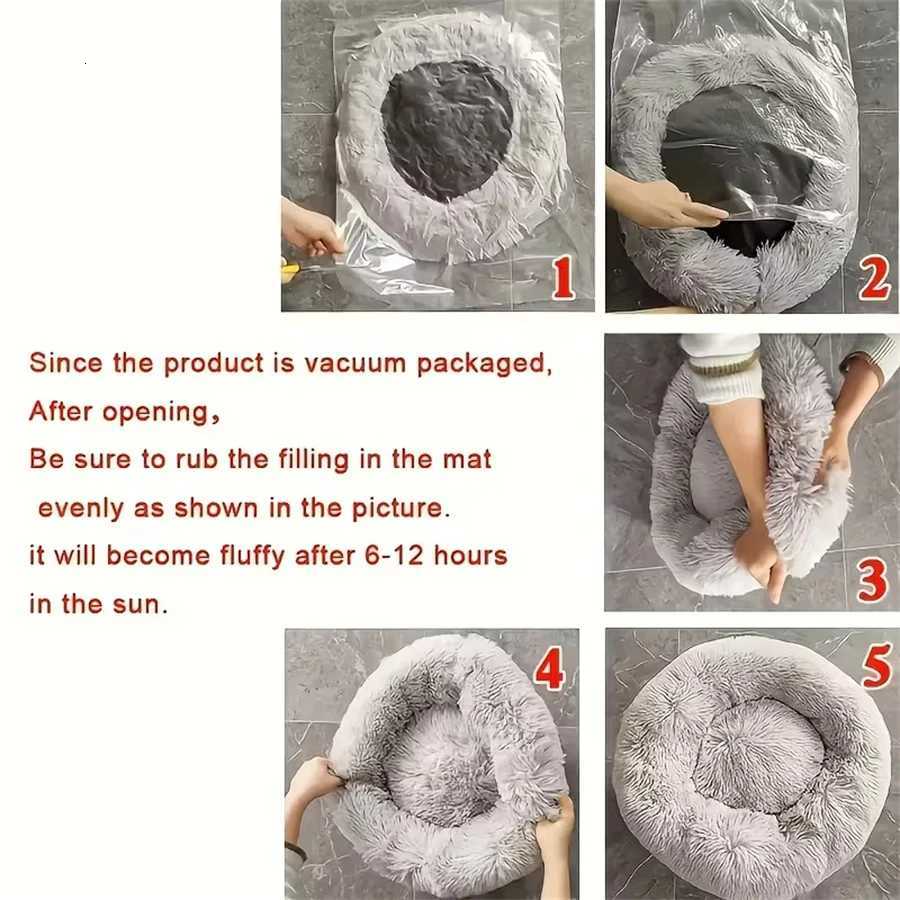Soft Pet Cat Bed Pad Plush Warm Faux Fur dog Calm Bed Donut Round Bed Comfortable Sleeping Washable for Small Medium Dog and Cat M251217