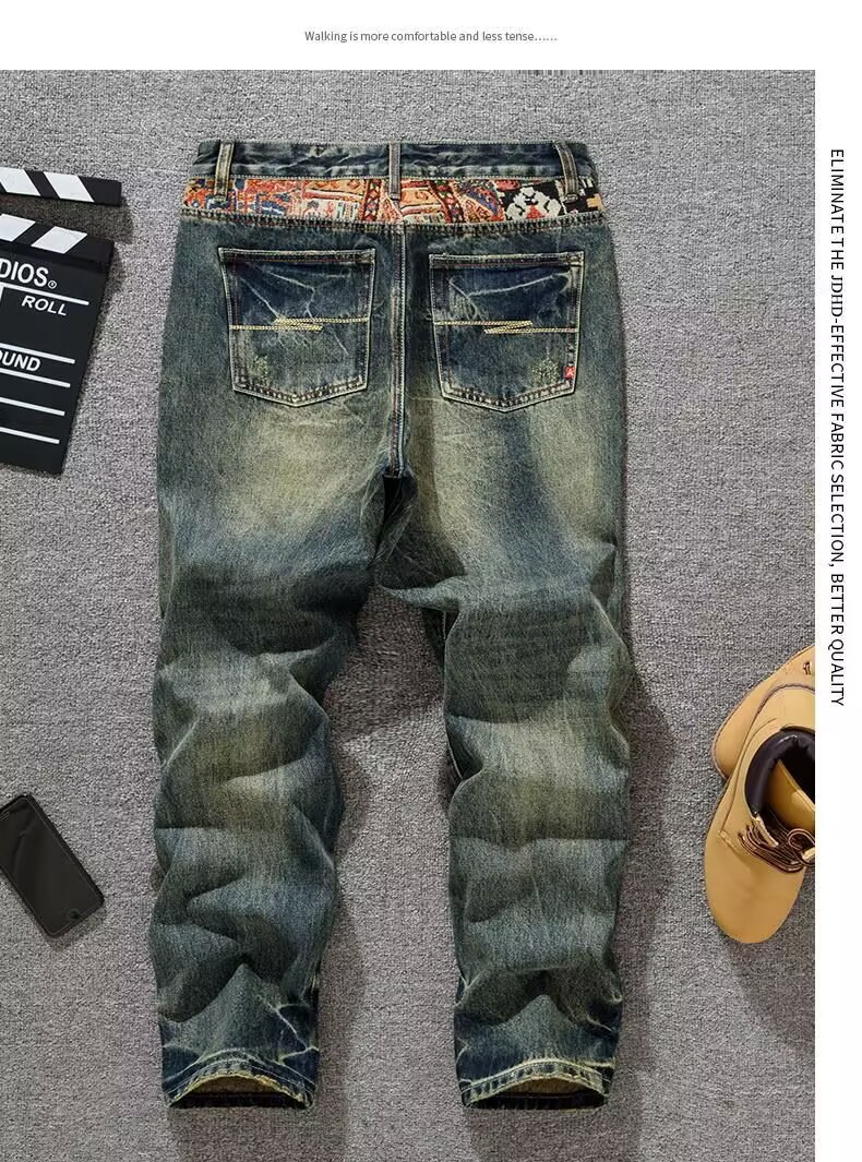 WOZK New style jeans men's pants slim fit high stretch denim leggings men's clothing versatile spring big pocket fashion designer jeans retr