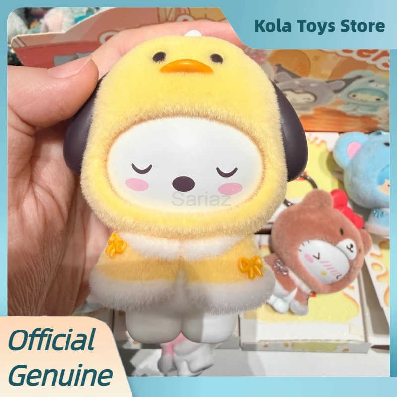 Sanrio Genuine Small Cloak Series Blind Box Cute Face Swap Flocked Figurine Doll Desktop Ornament Model Toys Mystery Box Gift H251217
