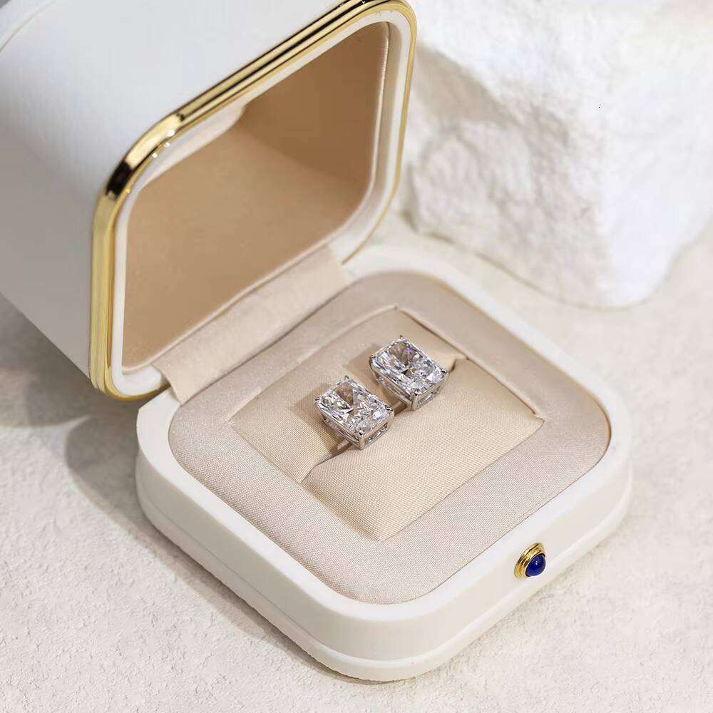 Messi Jewelry 10K 14k 18k With 18ct Radiant Cut Lab Grown Diamond Earring Stud 14K Gold Diamond Earrings IGI