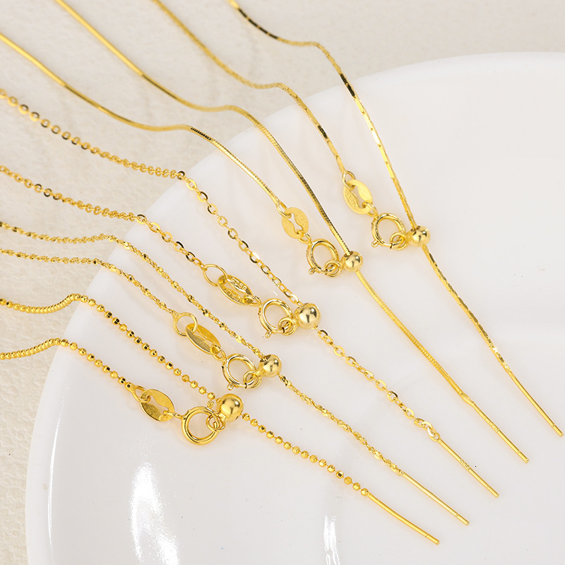 S925 Sterling Silver Universal Chain DIY Positioning Bead Needle Snake Bone Box Flash O Cross Chain Plain Silver Clavicle Chain 250114