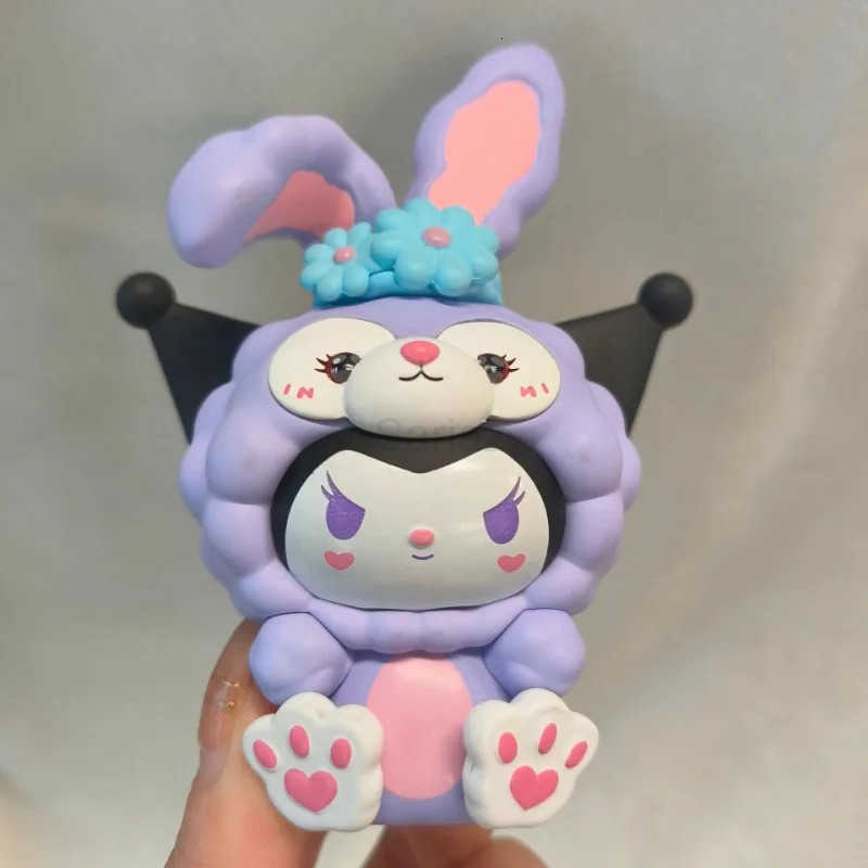 Sanrio Anime Hello Kitty Melody Kuromi Cinnamoroll Cartoon Cross-dress Sheep Head Figure Blind Box Toy Collection Ornaments Kids Gifts H251217