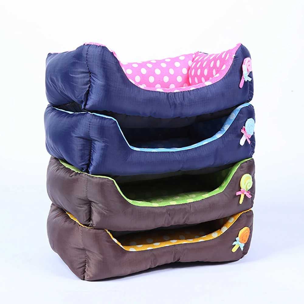 Square Small Dog Bed Soft Candy Cute Medium Cat Sofa Kennel Comfortable Elastic Dog Sleeping Bed House Accessories M251217