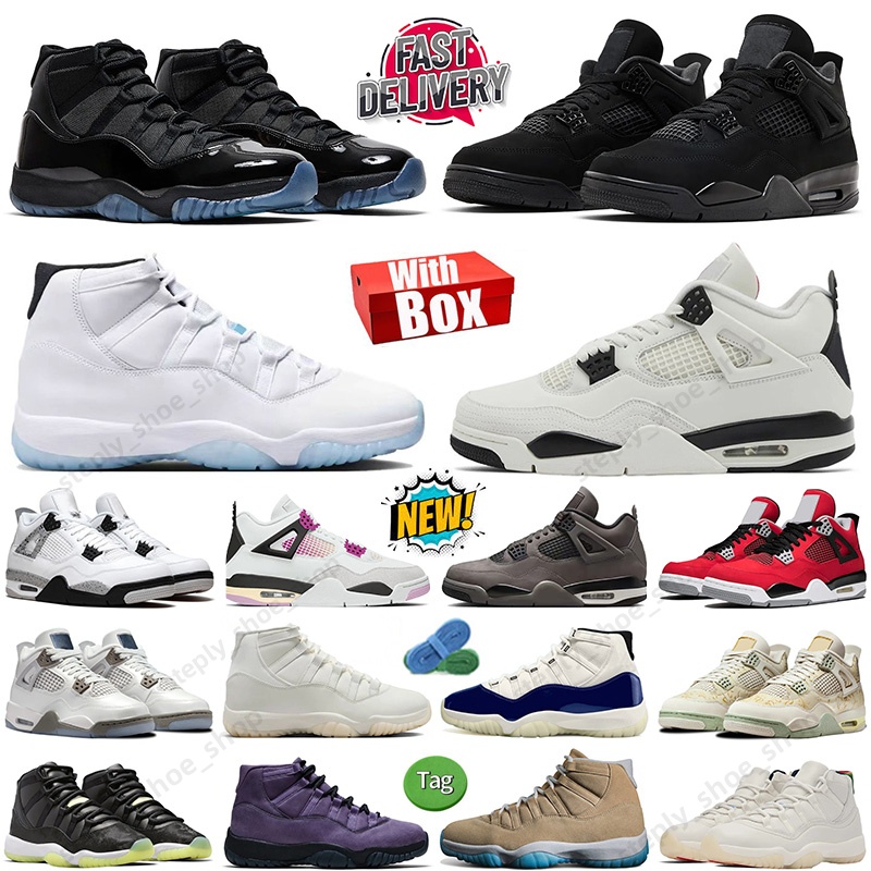 4s 11s With Box Designer Basketball Shoes Mens Womens Black Cat White Cement Navy London Cave Stone Gamma Blue H-Town Mojave Legendblue Outdoor Sports Trainers Shoes