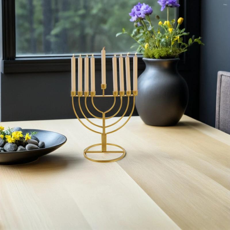 Candle Holders Hanukkah Holder 9-Branched Menorah Vintage Metal Candelabrum For Pillar Candles Tabletop Decor Religious Jewish H260310