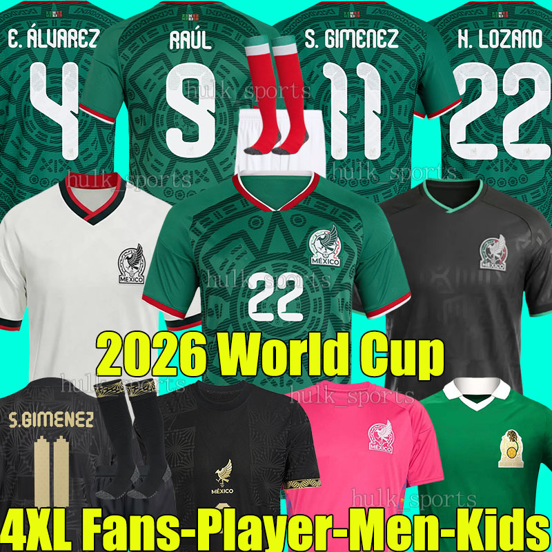 4XL 2026 Mexico soccer jerseys World Cup 26/27 RAUL S.GIMENEZ E.ALVAREZ C.MONTES O.PINEDA G.ARTEAGA C.RODRIGUEZ R.ALVARADO SANCHEZ men kids kits socks sets football shirts