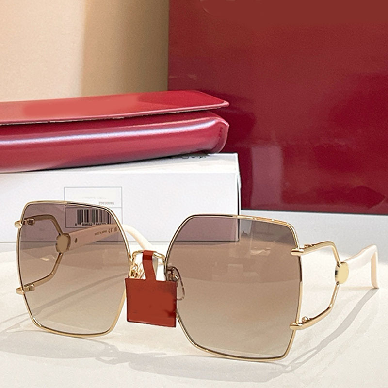 Luxury Geometric Frame Sunglasses 1564SA Womens Mens Rose Gold Toned Metal Rectangle Frameless Eyewear 1564SA Vacation Outdoor Fashion Style