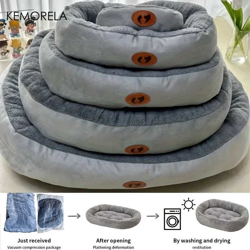 Winte Plush Oval Pet Bed For Dogs And Cats Thickened Achine Washable All-season Dog Cat Cushion For Small Medium Large Breeds M251217