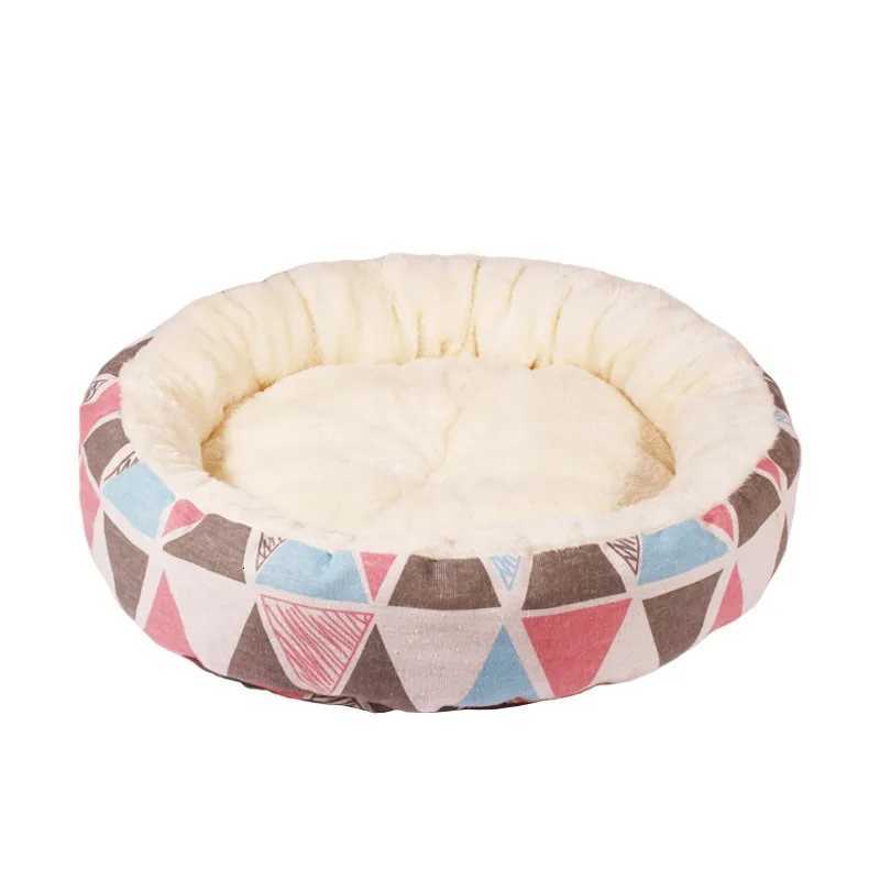 Winter Supplies Cotton and Linen Round Nest Printing Easy To Take Care of Cat Nest Pet Warm Kitten Cat Nest M251217