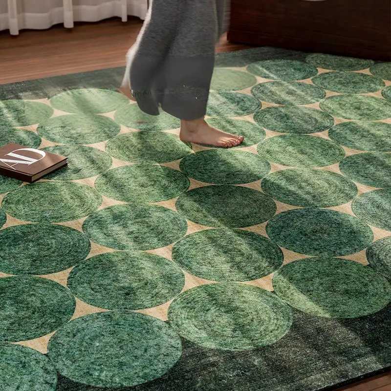 VIKAMAf Green Retro Style Carpet Durable and Wear-Resistant Living Ro Rug Dining Ro Floor Mat He Decor Y251216
