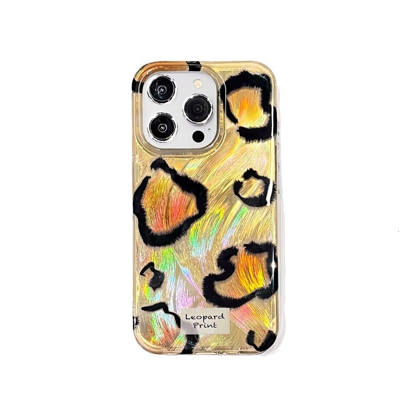 Minimalist Style Feather Gauze Leopard Print Apple 17/16 Pro Max Phone Case Compatible with iPhone 15/14 High-end Feel