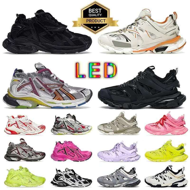LED Track Casual Light 3 3.0 Sneakers 7.5 7.0 Runner Men Women Grey Blue Gomma Leather Beige Tripler Black Pink Trainer Nylon Printed Platform for Trainers Shoes