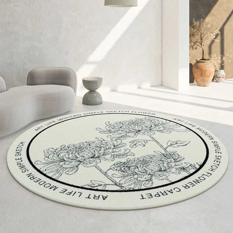 Soft Round Carpet Modern Simple Flower Print Rug For Living Ro Sofa He Bedro Dorm Decor Nonslip Circle Floor Mat Yoga Mats Y251216