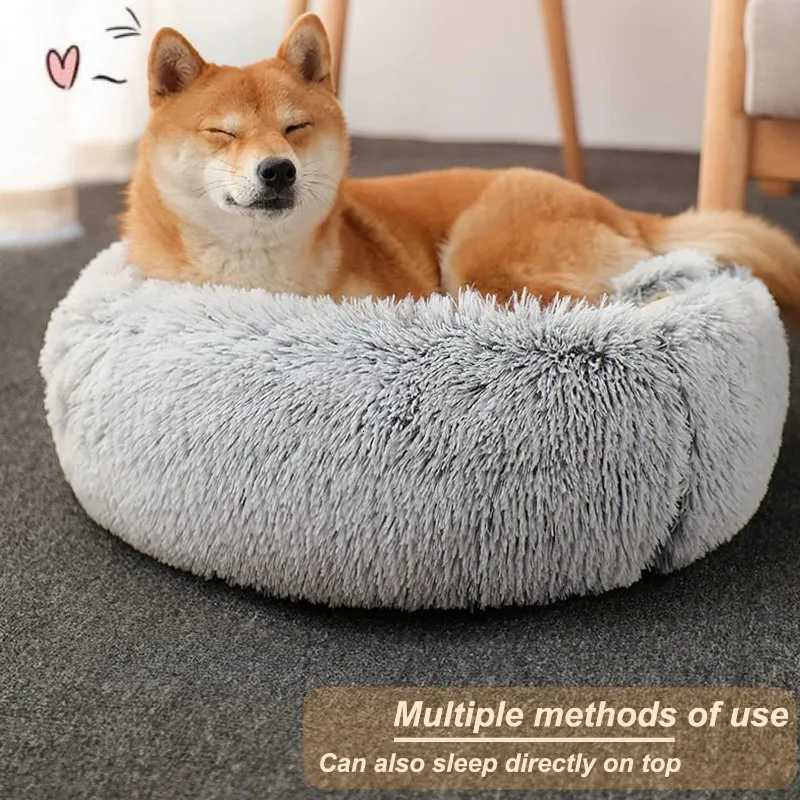 Cat Bed Round Plush Fluffy Hooded Cat Bed CaveCozy for Indoor Cats or Small Dog bedsPet Beds Doughnut Calm Anti-nxiety Dog Bed M251217