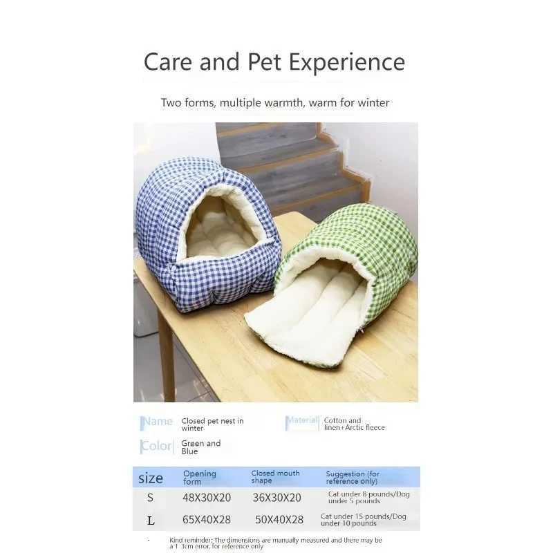 Foldable Winter Pet Sleep Bed/Bag for Cats Dogs Thickened Semi-Enclosed Design Soft Indoor Christmas/Warm in autumn /winter M251217