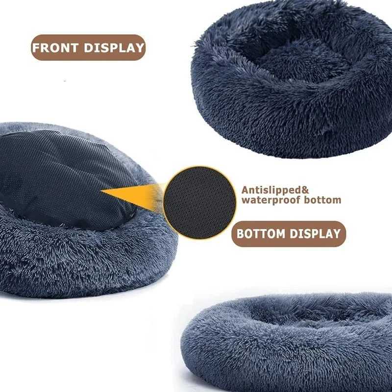Round Pet Bed for Large Dog Bed Donut Long Plush Cat Bed for Medium Dog House Winter Warm Sleeping Pet Kennel Removable Dog Sofa M251217