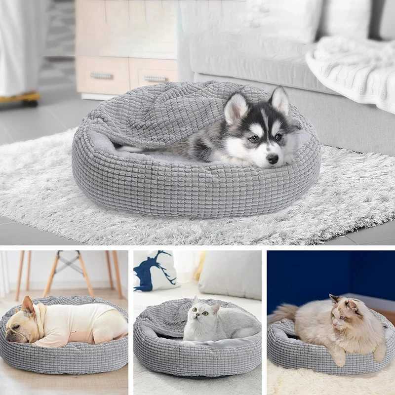 Round Pet Bed For Dog Cat Puppy House Warm Mat Winter Blankets Anti-Stress Orthopedic Fluffy Cat Dog Bed Suitable For Winter M251217
