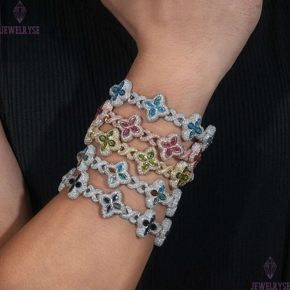 Style S925 Sterling Silver Cut Colored Moissanite Bracelet Passes The Diamond Tester And Comes With Gra