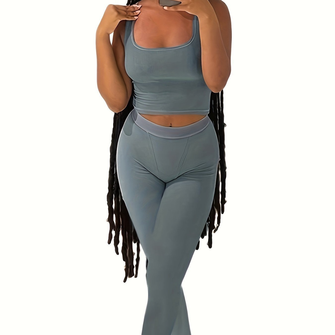 2025 2Piece Solid Color Fitness Set Sports Tank Top Bra HighWaisted 241105Z