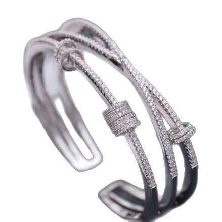 Fortune Comes and Goes Copper Inlaid Zircon Women's Ins Internet Celebrity Fashion Personality Multi-Layer Round Bracelet Ring
