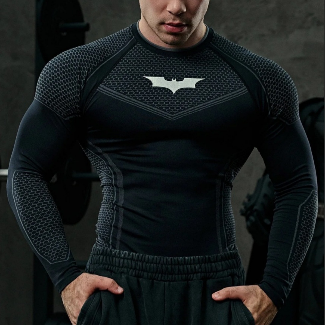 Young La t shirt quick-drying elastic tee short-sleeved tight T-shirt in collaboration with American Superman for men's fitness YOUNG LA running and training shirts