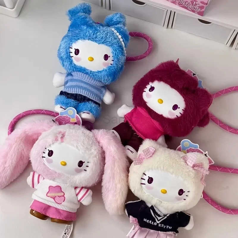 Sanrio Genuine Hello-Kitty Pop Star Velvet Pendant Series Vinyl Doll Blind Box Trendy Kawaii Surprise Gift Lovely Trendy Blind Box Toys H251217