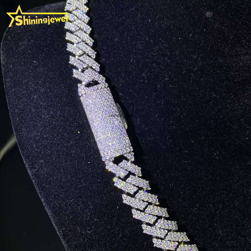 Pass Tester 12mm 2 Row Iced Out Hip Hop Jewelry Bracelet Sterling Sier VVS D Moissanite Cuban Chain Necklace