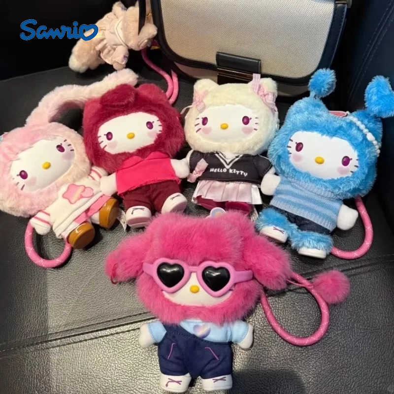 Sanrio Genuine Hello-Kitty Pop Star Velvet Pendant Series Vinyl Doll Blind Box Trendy Kawaii Surprise Gift Lovely Trendy Blind Box Toys H251217