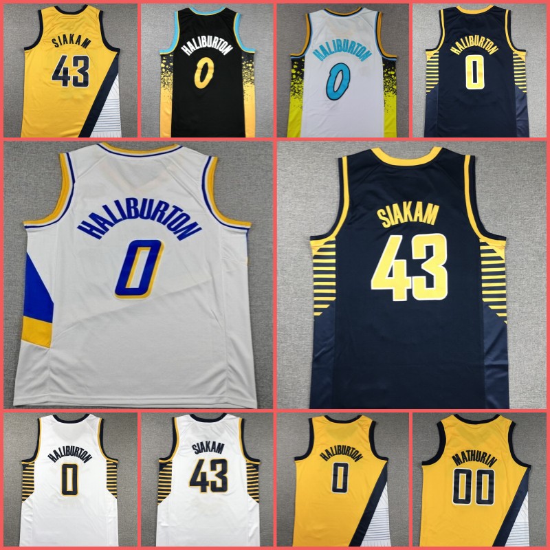 Tyrese Haliburton 0 Basketball Jersey Pascal Siakam 43 Stitched
