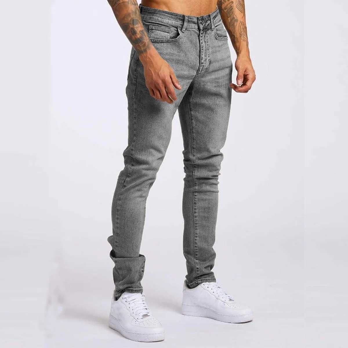 Fashion Street Style Ripped Skinny Jeans Men Vintage wash Solid Denim Trouser Mens Casual Slim fit pencil denim Pants hot sale M260319