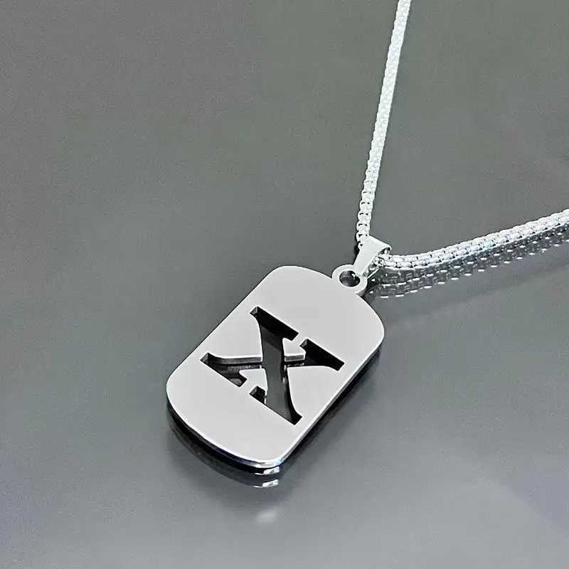 Fashion Punk Alphabet Letter A-Z Minimalist Pendant Necklace for Women Men Silver Color Titanium Steel Trendy Jewelery Gift G251217