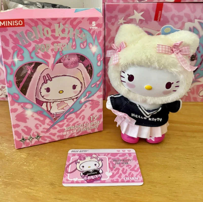 Sanrio Characters Hello Kitty Pop Star Series Vinyl Face Blind Box Toys Bag Pendents Keychains Ornaments Trendy Children Gifts H251217