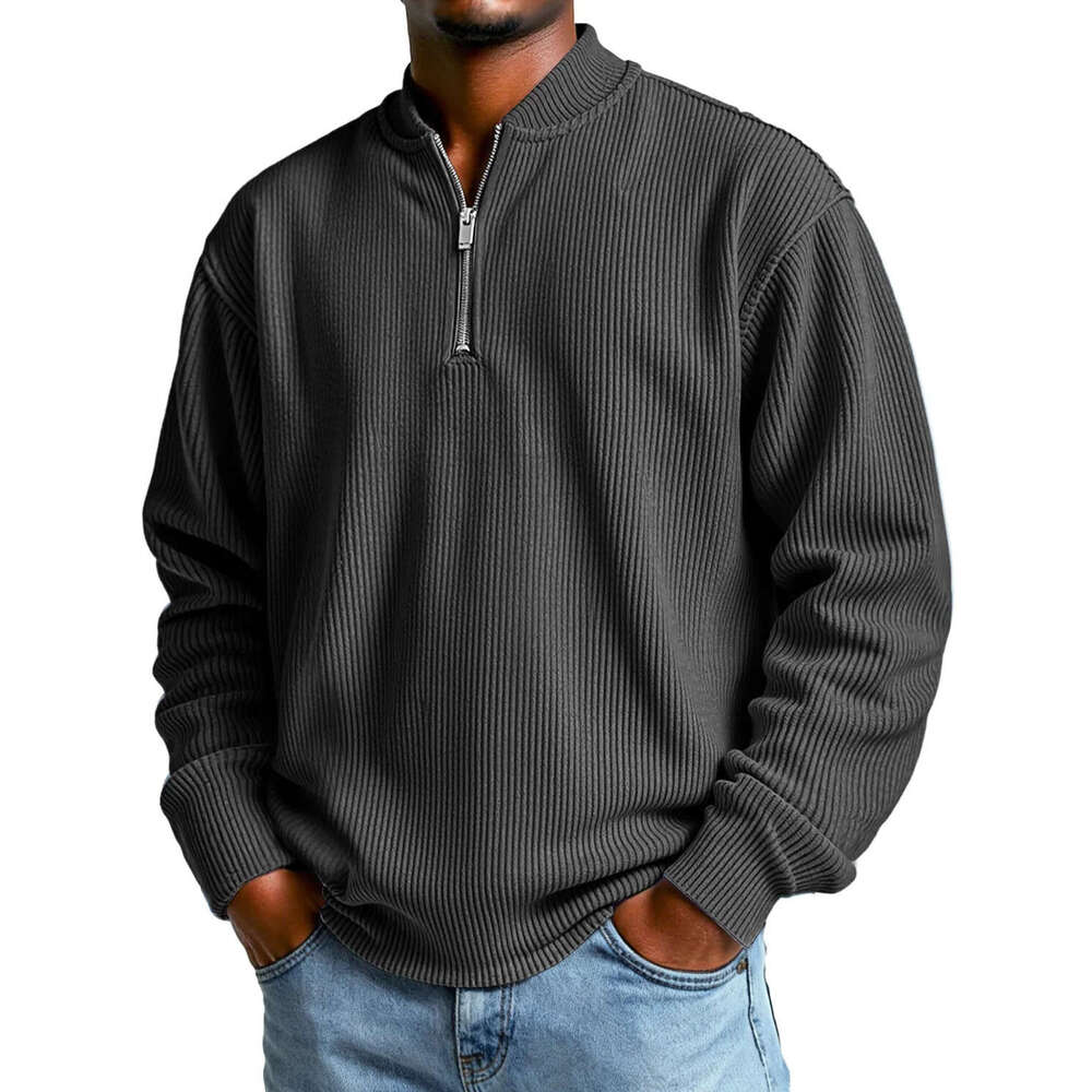 European and American Top D Digital Print Men s Half Zip Rough Striped Autumn Sweatshirt Jacket New Year s for children