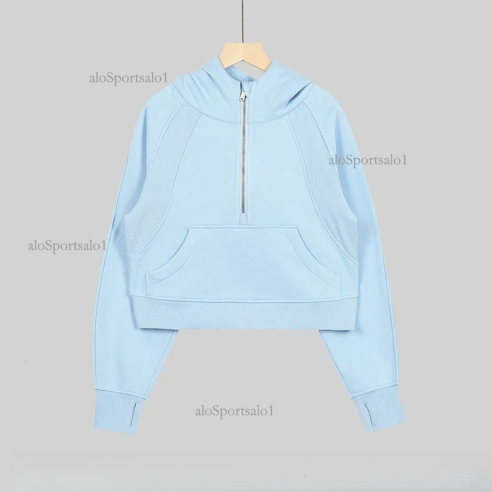 Yoga Womens Hoodie Lemonics Jacket Half Zip Collar Align Sweater Zipper Pullover Loose Long Sleeve Casual Cashmere Ladies Designer Chothing Workout aloSportsalo2