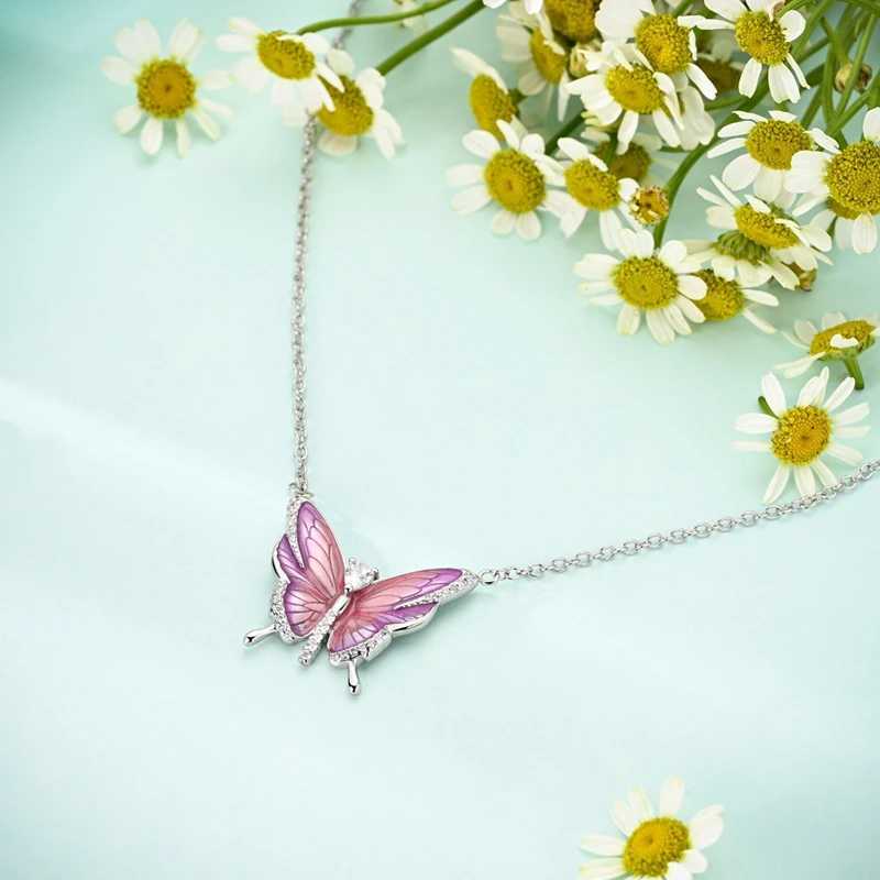 2025 New 925 Sterling Silver Necklace Zircon Heart Butterfly Simple Necklaces For Women Anniversary Birthday Jewelry Gift Female G251217